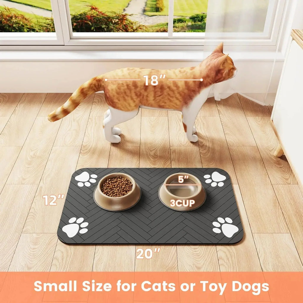 Quick-Dry Waterproof Pet Feeding Mat with Rubber Backing