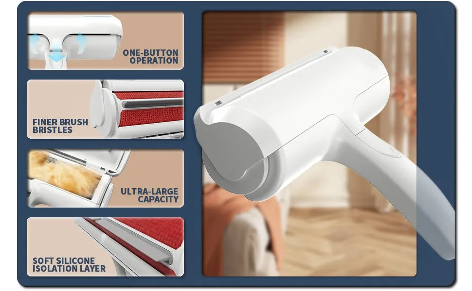 Self-Cleaning Pet Hair Remover Roller for Dogs & Cats – Manual Fur Remover for Furniture