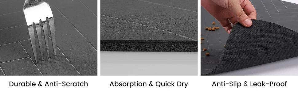 Quick-Dry Waterproof Pet Feeding Mat with Rubber Backing