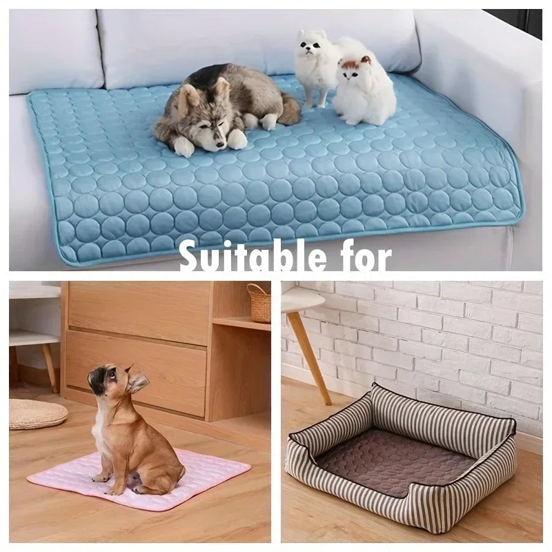 Cooling Silk Dog Bed Mat – Soft Summer Pet Sleeping Pad