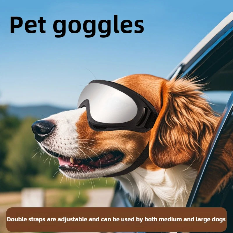 Adjustable Dog Goggles Sunglasses – Black Pet Eye Protection for Dogs