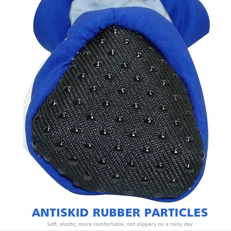 Waterproof PU Dog Shoes with Non-Slip Rubber Sole – Set of 4
