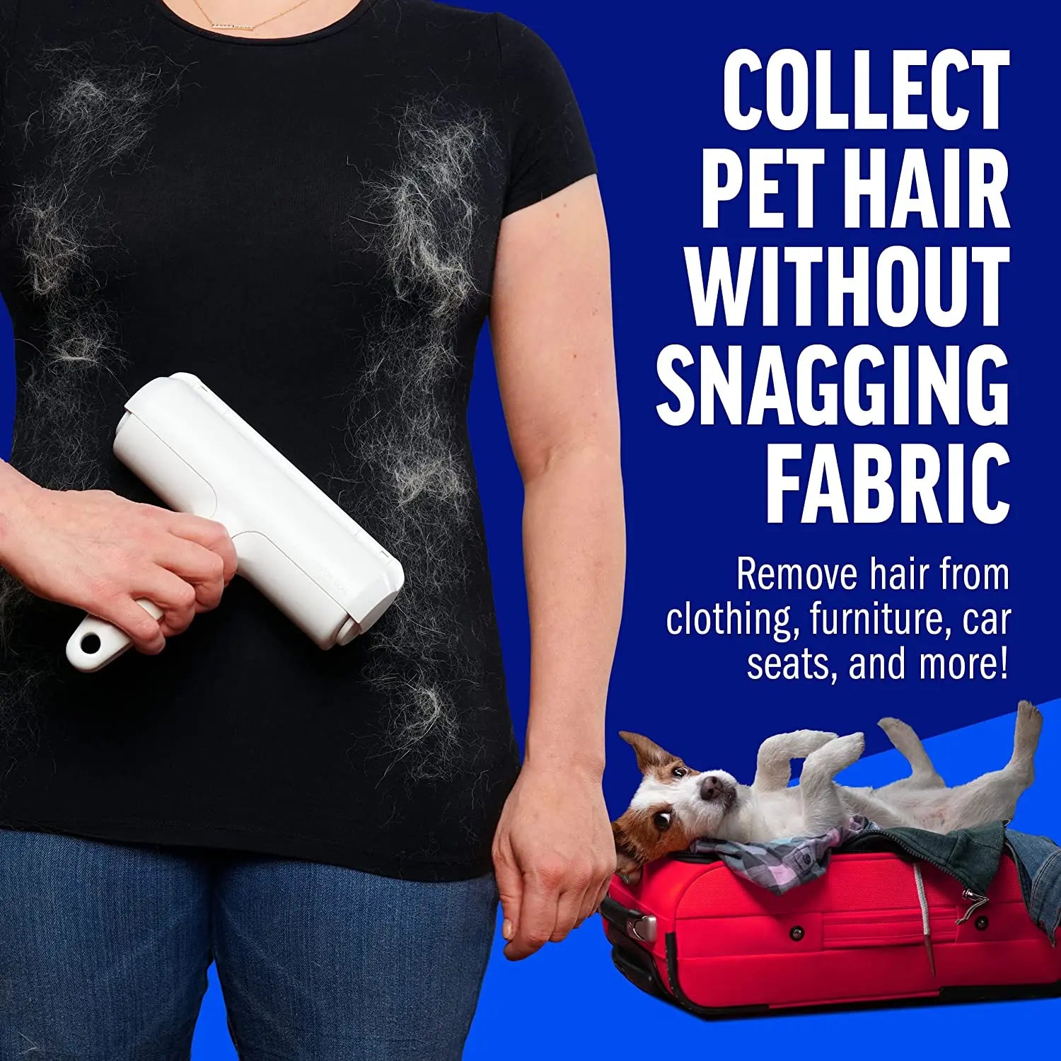 Self-Cleaning Pet Hair Remover Roller for Dogs & Cats – Manual Fur Remover for Furniture
