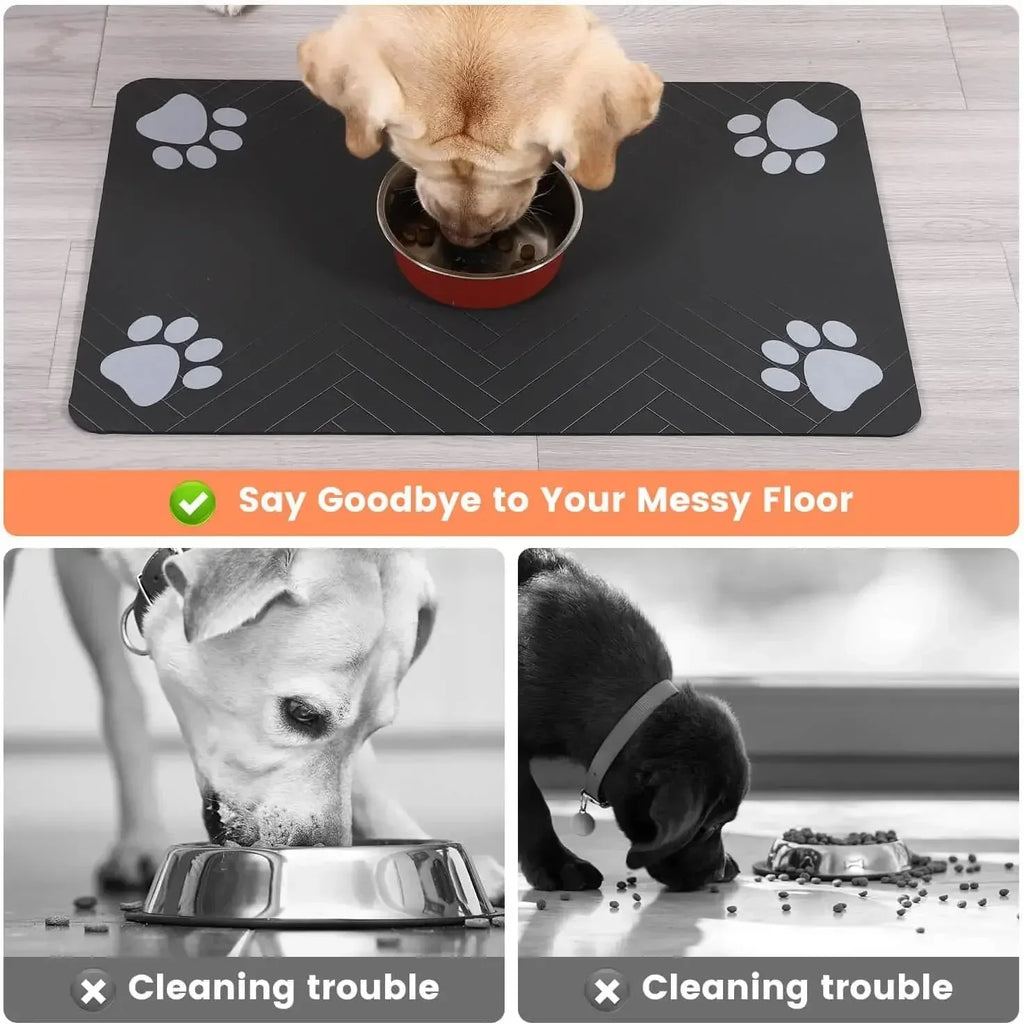 Quick-Dry Waterproof Pet Feeding Mat with Rubber Backing