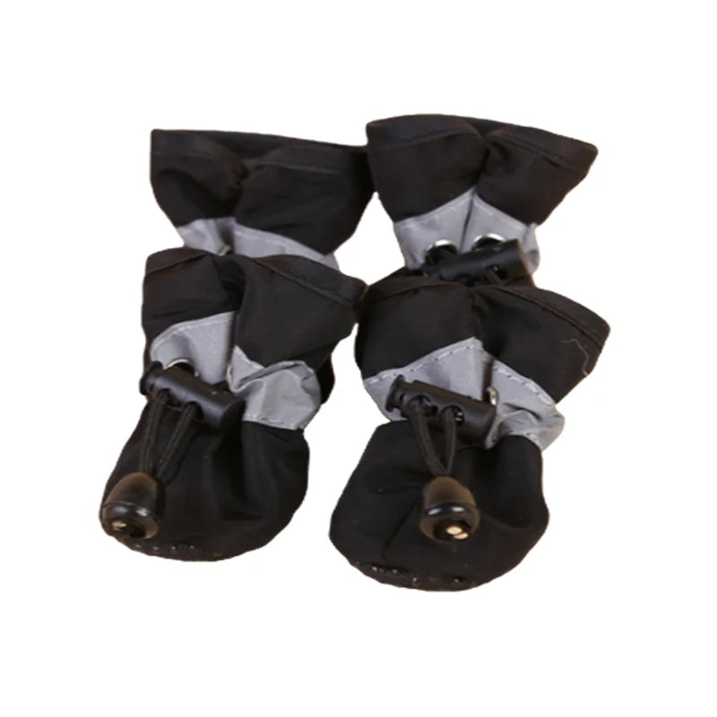 Waterproof PU Dog Shoes with Non-Slip Rubber Sole – Set of 4