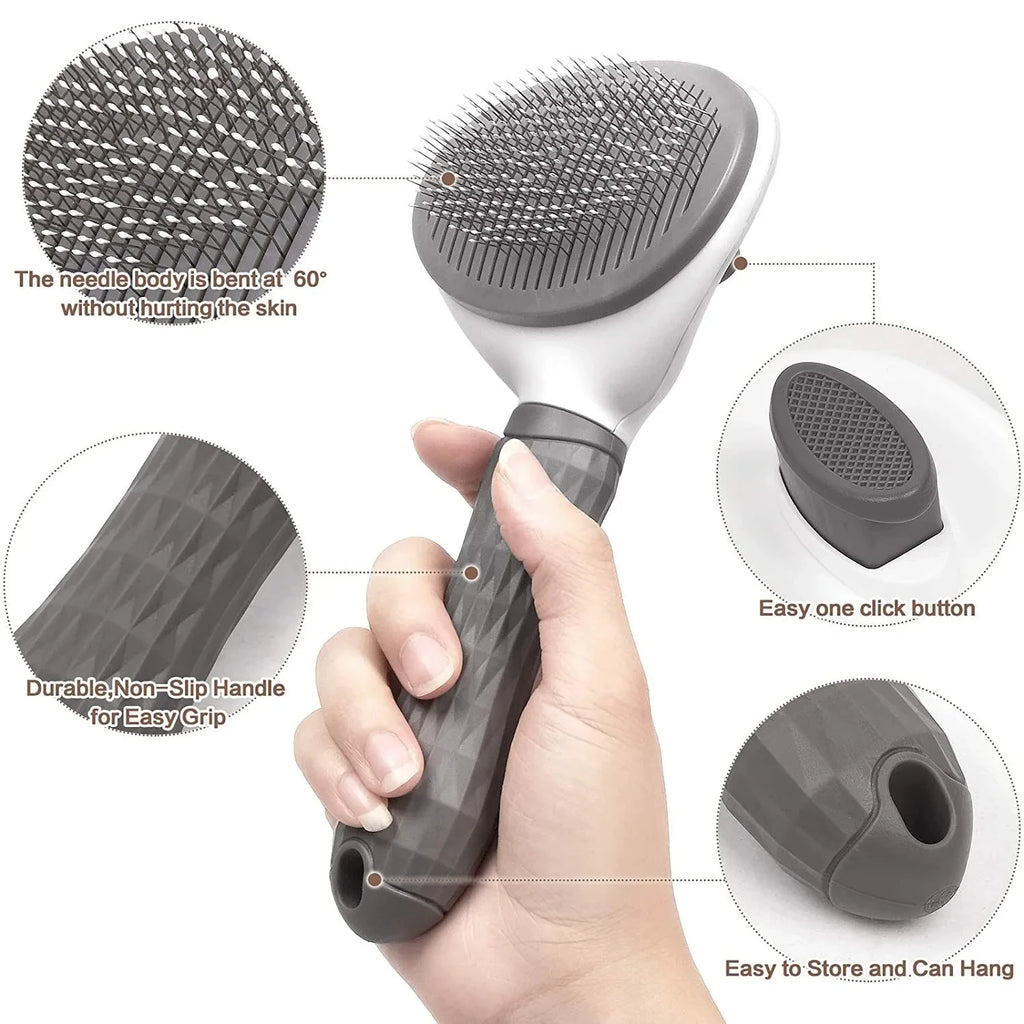 Self-Cleaning Pet Grooming Brush for Dogs & Cats – Hair Remover and Dematting Comb