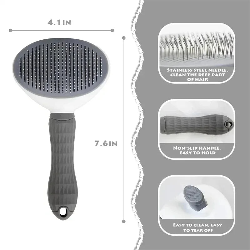 Self-Cleaning Pet Grooming Brush for Dogs & Cats – Hair Remover and Dematting Comb