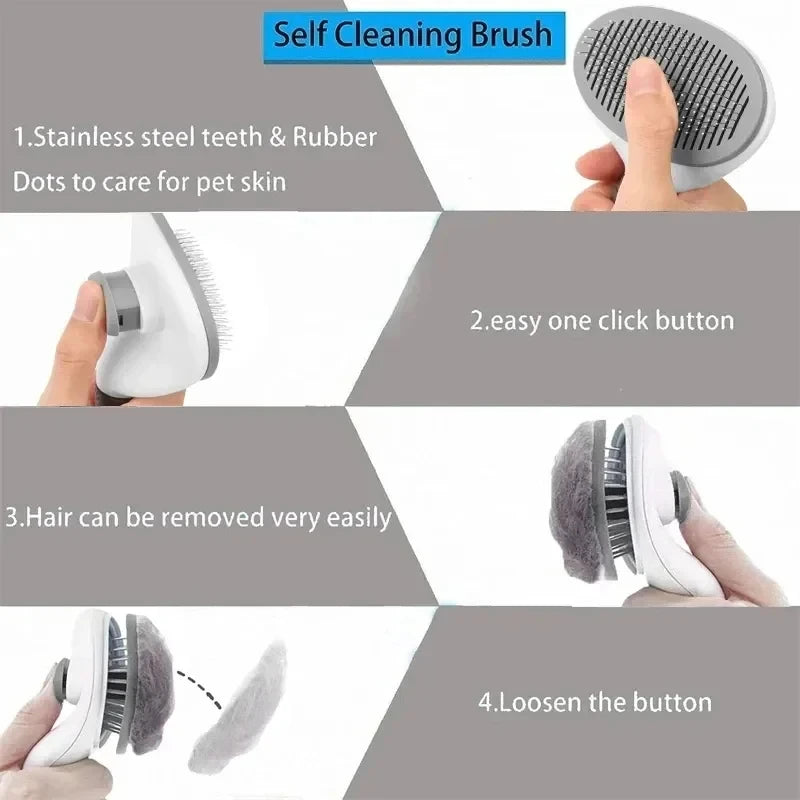 Self-Cleaning Pet Grooming Brush for Dogs & Cats – Hair Remover and Dematting Comb