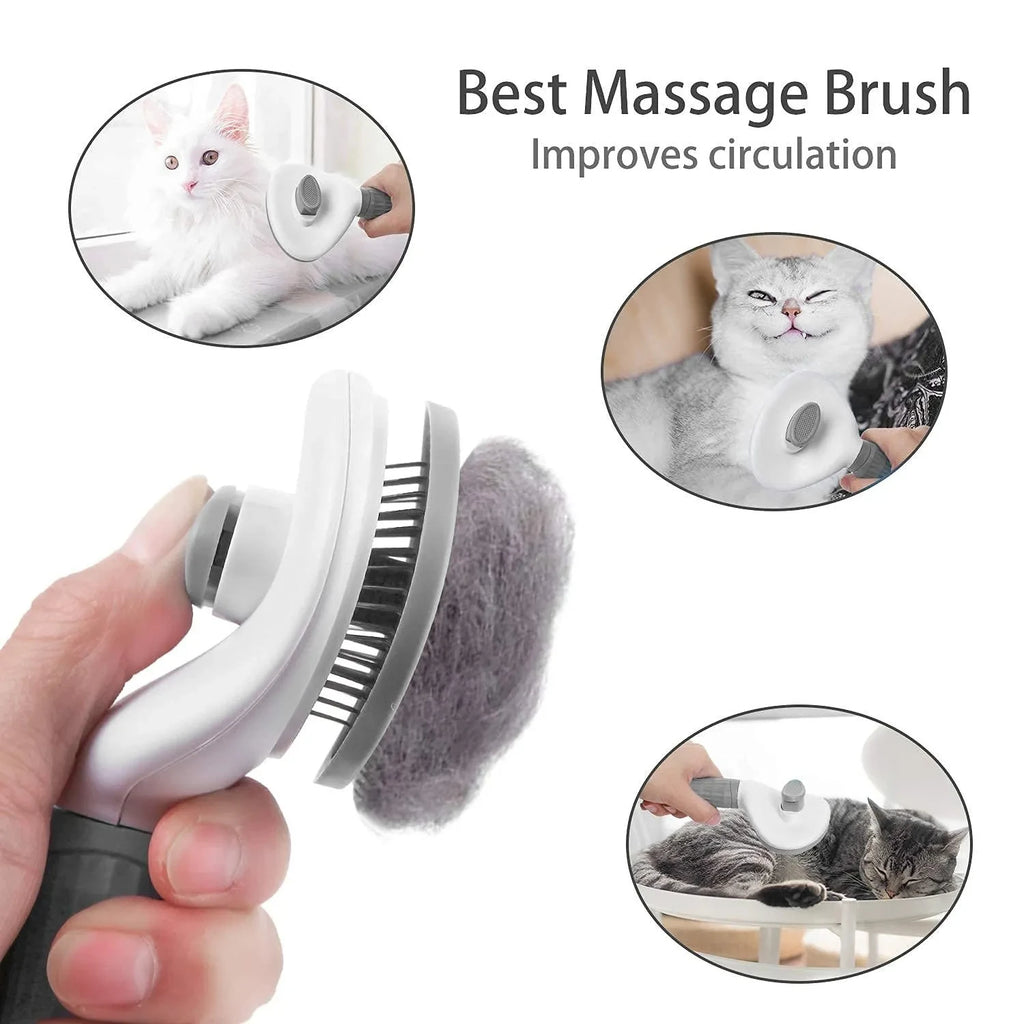 Self-Cleaning Pet Grooming Brush for Dogs & Cats – Hair Remover and Dematting Comb