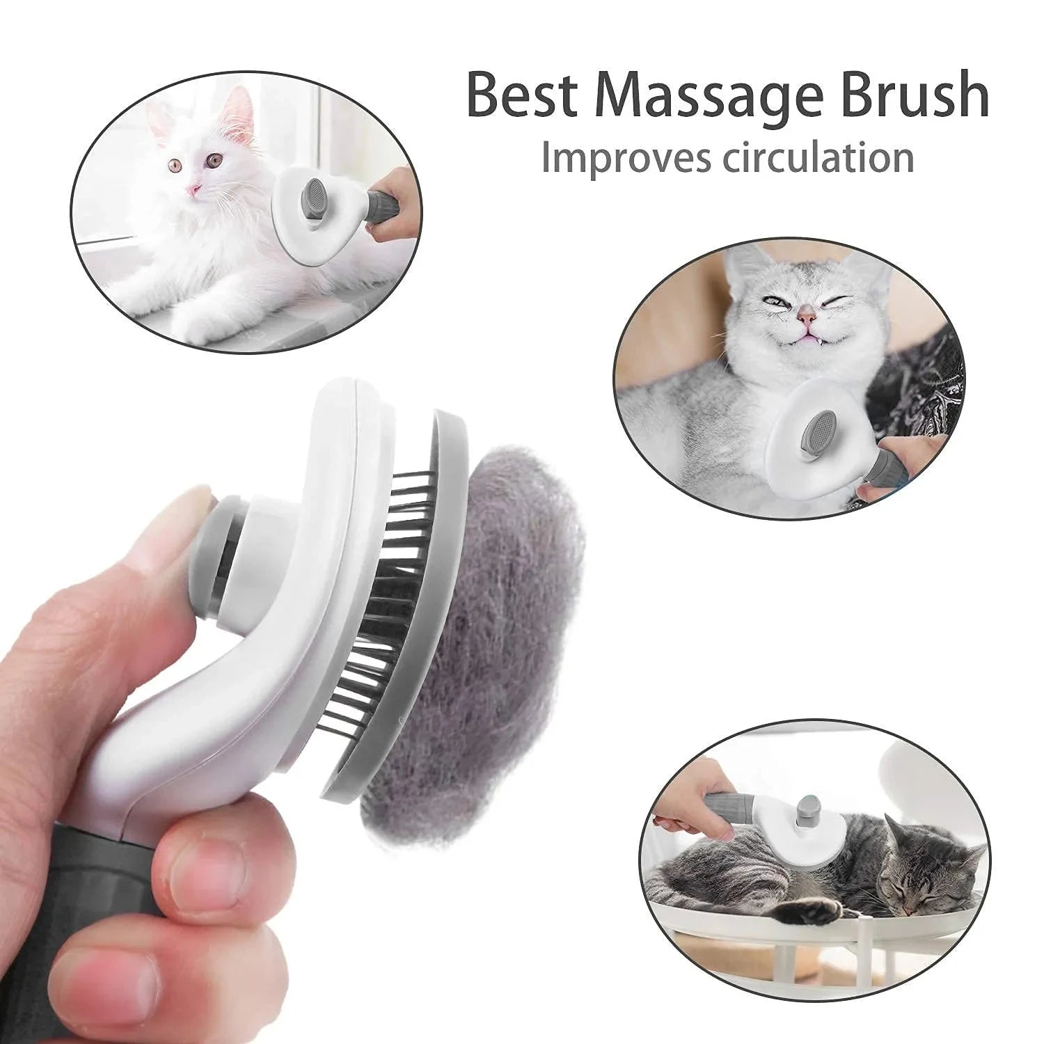 Self-Cleaning Pet Grooming Brush for Dogs & Cats – Hair Remover and Dematting Comb