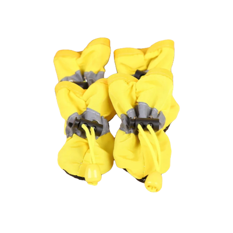 Waterproof PU Dog Shoes with Non-Slip Rubber Sole – Set of 4