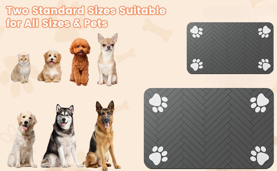 Quick-Dry Waterproof Pet Feeding Mat with Rubber Backing