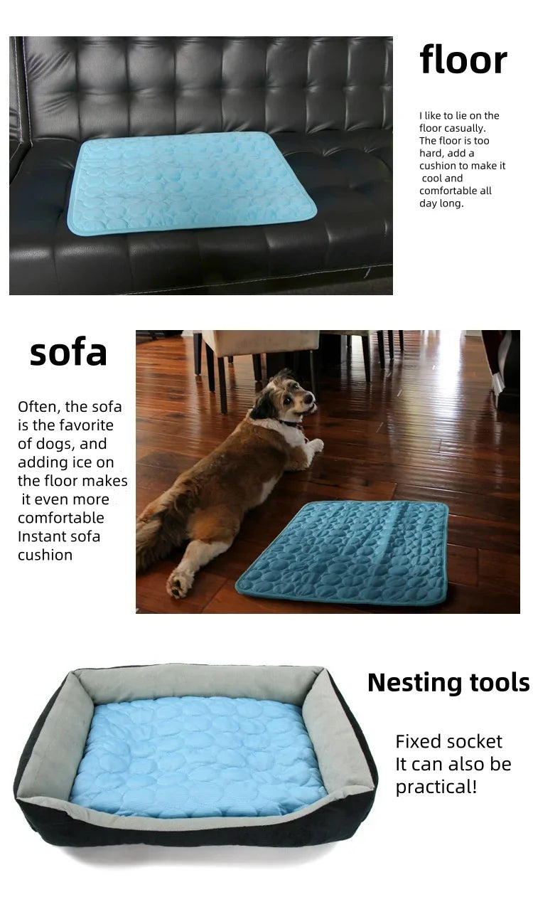 Cooling Silk Dog Bed Mat – Soft Summer Pet Sleeping Pad