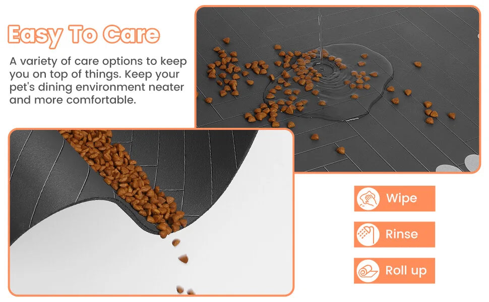 Quick-Dry Waterproof Pet Feeding Mat with Rubber Backing