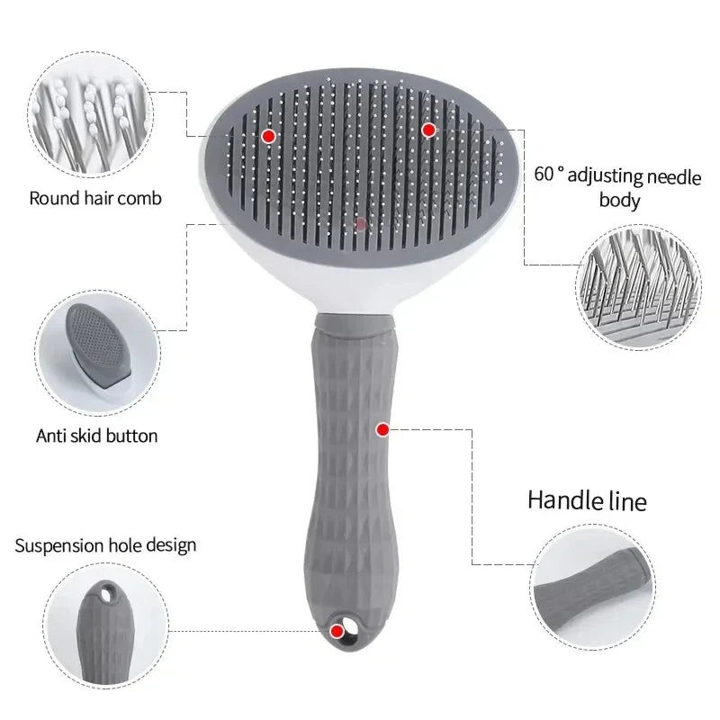 Self-Cleaning Pet Grooming Brush for Dogs & Cats – Hair Remover and Dematting Comb