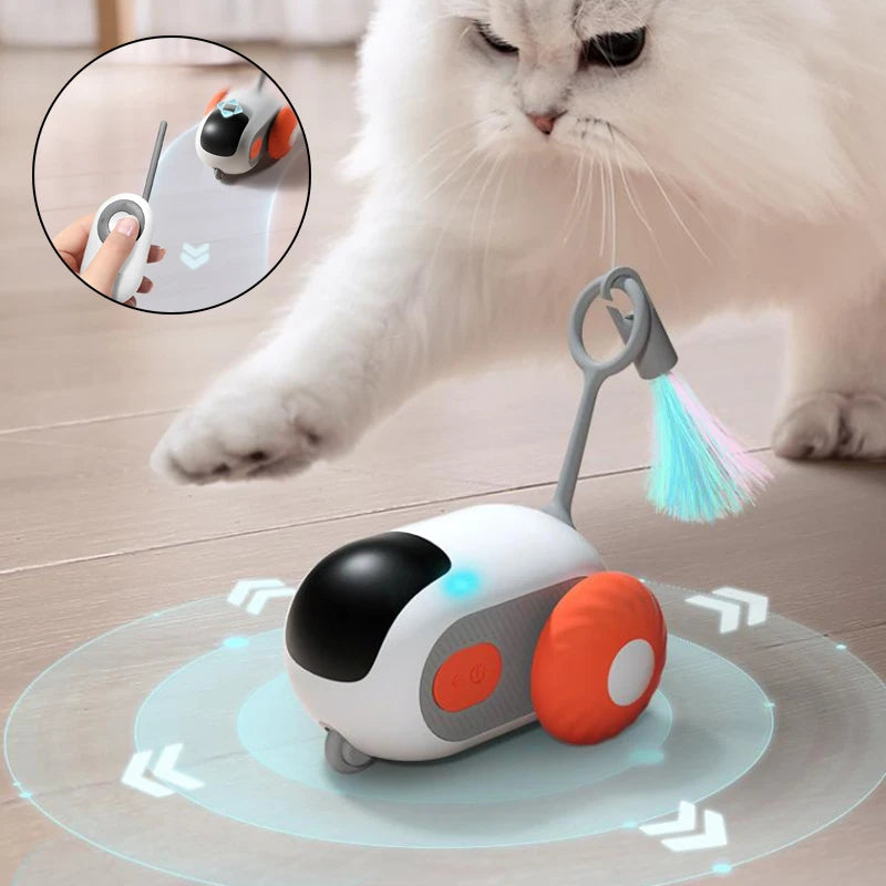 Blue remote control automatic cat car toy with obstacle avoidance for indoor cats